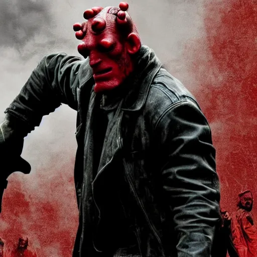 Image similar to Hellboy in The Walking Dead 4K quality