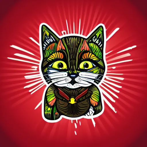 Image similar to Blood thirsty kitten, sticker, highly detailed, colorful, illustration, drama, smooth and clean vector curves, no jagged lines, vector art, smooth