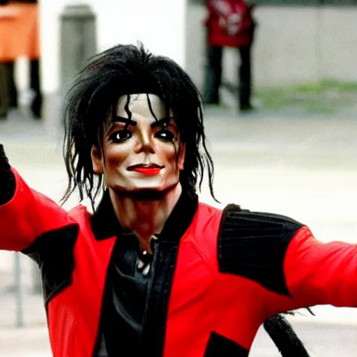 Image similar to Michael Jackson 1990s street performer in the small soldiers universe