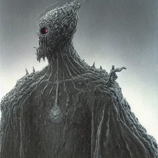 Image similar to nulsa as a dark souls boss by zdzisław beksiński