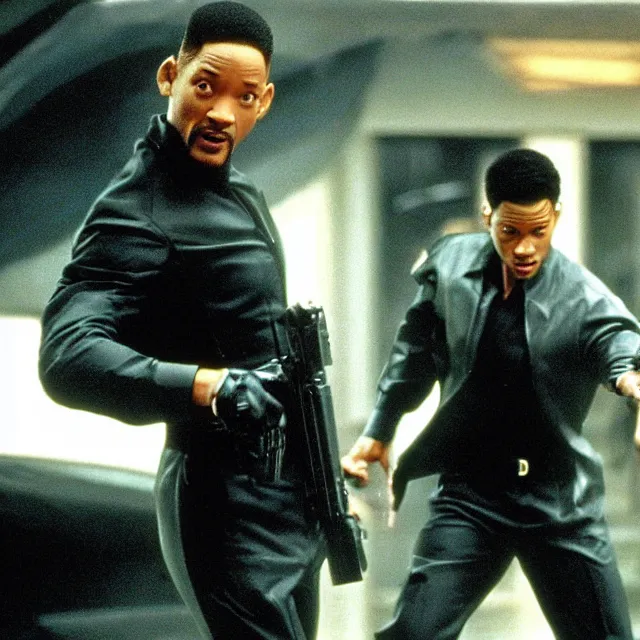 Prompt: movie still of Will Smith in Matrix (1999)