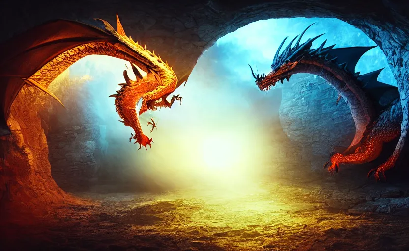 Image similar to A dragon emerging from a dimensional portal, high quality photo, dramatic light, photorealistic, 8k,