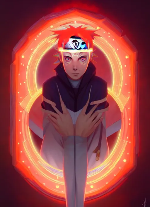 Image similar to symmetry!! naruto, naruto anime, glowing lights!! intricate, elegant, highly detailed, digital painting, artstation, concept art, smooth, sharp focus, illustration, art by artgerm and greg rutkowski and alphonse mucha