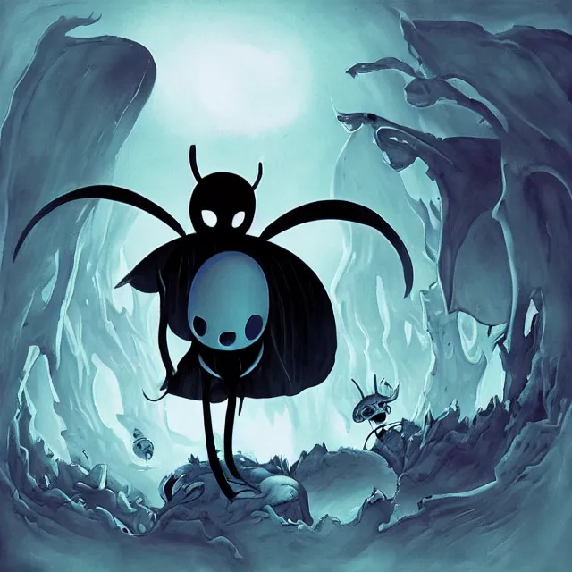 Image similar to hollow knight by ari gibson, album cover