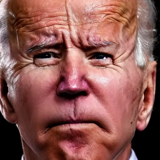 Prompt: joe biden frowning, swollen face, bruised, purple and green bruises, red swollen boils, painful, detailed, up close, medical photo, / r / medizzy