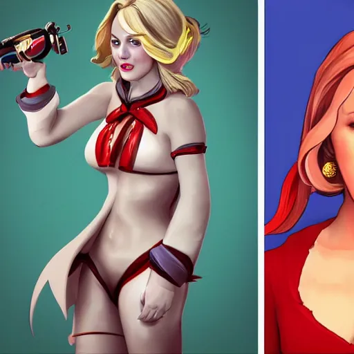 Prompt: Hillary clinton Cosplaying as Lina from Dota 2, modeling, posing, playboy bunny, gta 5 skin tone, thot, Tooth Wu Artgerm Alphonse Mucha Beeple, 8k, fanart, extreme aesthetic