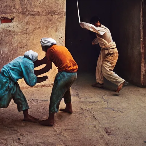 Image similar to bakers fighting escaping bread, by Steve McCurry and David Lazar, natural light, detailed face, CANON Eos C300, ƒ1.8, 35mm, 8K, medium-format print