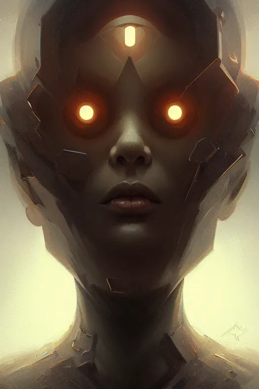 Prompt: professional concept art symmetrical portrait of a ominous floating!! mechanical ai terrifying!! thing in a dark room by artgerm and greg rutkowski. an intricate, elegant, highly detailed digital painting, concept art, smooth, sharp focus, illustration, in the style of cam sykes.