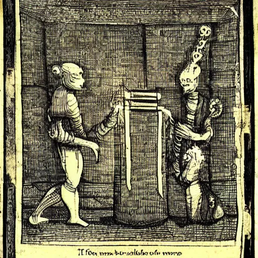 Prompt: “A page from the necronomicon depicting instructions on how to perform a ritual, 1800s etching”