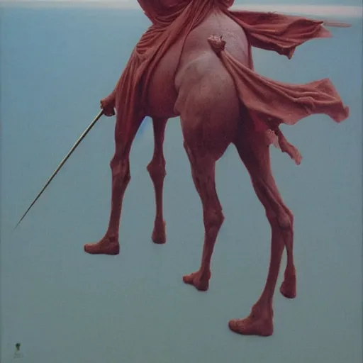 Image similar to knight by Zdzisław Beksiński, oil on canvas