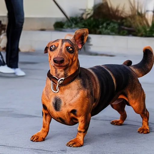 Prompt: Dwayne The Rock Johnson mixed with a dachshund