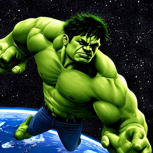 Image similar to the hulk in space painting 4k detail