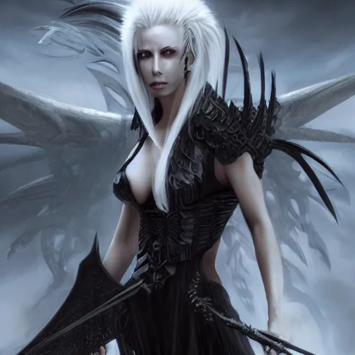 Prompt: kerli koiv, sephiroth, darkwave, darksynth character portrait, sharp, digital matte painting, art by luis royo, greg rutkowski, wlop, dramatic lighting, trending on artstation