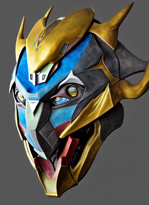 Prompt: voltron dragon mask, product photography, fantasy, highly detailed, comic book, shimmering, wlop, concept art, digital art, golden-ratio, canvas, Wangechi Mutu, artstation, rule of thirds