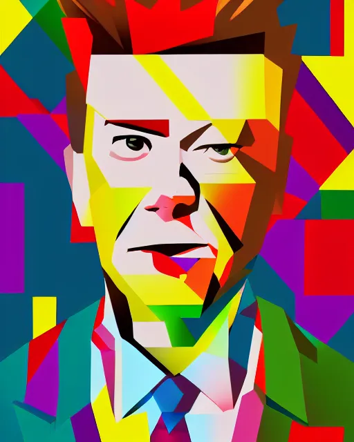 Image similar to cubist portrait of rick astley cutout digital illustration cartoon colorful beeple vector art