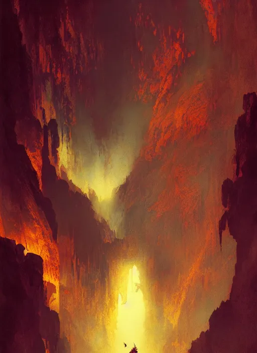 Prompt: balrog in a vast cavern, intricate, elegant, highly detailed, vivid colors, john park, frazetta, sparth, ruan jia, jeffrey catherine jones