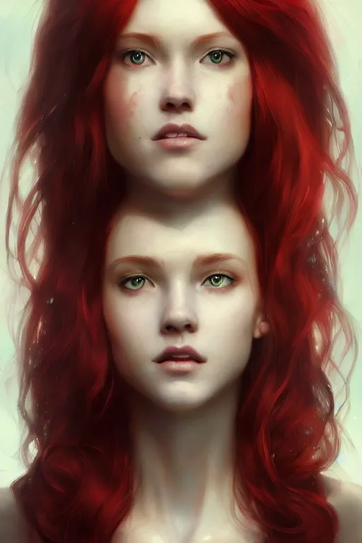 Image similar to beautiful cute red haired joyful and playful 1 9 year old girl, long hair, sci - fi, fantasy, intricate, elegant, digital painting, artstation, concept art, smooth, 8 k frostbite 3 engine, ultra detailed, art by artgerm and greg rutkowski and magali villeneuve