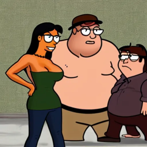 Prompt: kim kardashian in harry potter with indiana jones peter griffin and bart simpson smoking weed hyper realism