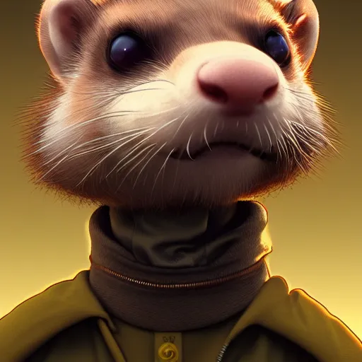 Image similar to a anthropomorphic ferret dressed as walter white, hyperdetailed, artstation, cgsociety, 8 k