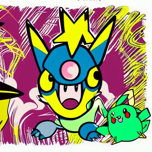 Image similar to pokemon vector illustration drawn by andy warhol, weird pokemon, mystery pokemon, intricate detailed painting, illustration sharp detail, manga 1 9 9 0