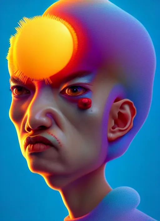 Image similar to colourful caricature - 3 d vfx art - of the sun, art style by james jean & hsiao - ron cheng, character concept art, unreal engine render, digital illustration, sharp, intricate detail, volumetric light, ray tracing, soft light, symmetric, pinterest, artstation, behance,