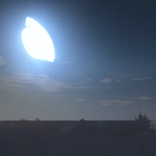 Image similar to dark solar eclipse very far away, highly detailed, photorealistic shot, bright studio setting, studio lighting, crisp quality and light reflections, unreal engine 5 quality render