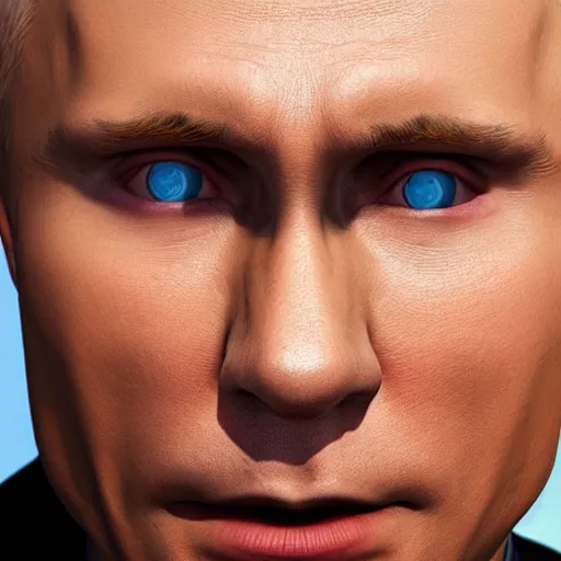 Image similar to a closeup photorealistic gay vladamir putin photograph. make up. joyful. fine detail. 4 k hd, trending on artstation, featured on behance, well - rendered, extra crisp, features intricate detail, epic composition and the style of unreal engine.