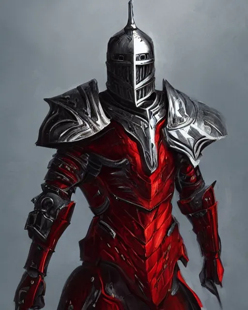 Prompt: knight armored in red, intricate, fantasy art, trending on artstation
