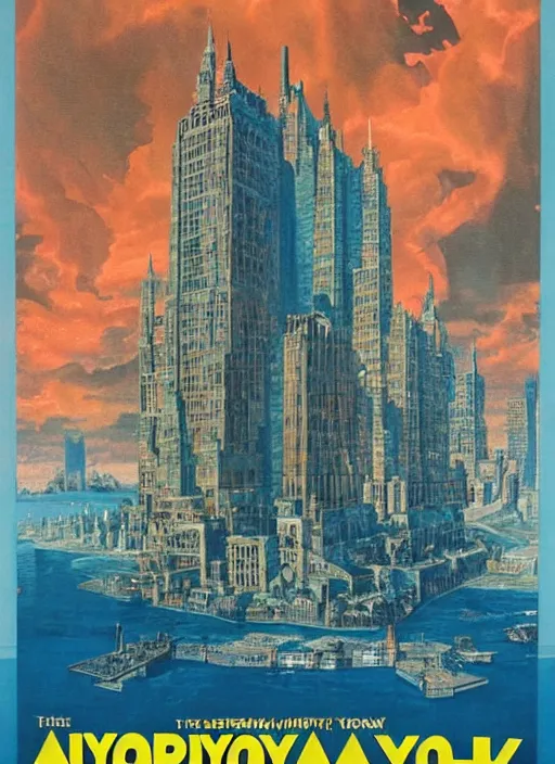 Prompt: apocalyptic new York colleding into utopia atlantis, movie poster