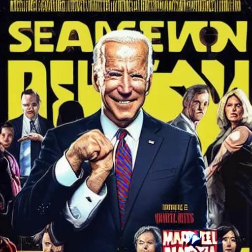 Prompt: movie poster for Marvel Studio's 'Joe Biden Fights Some Aliens'