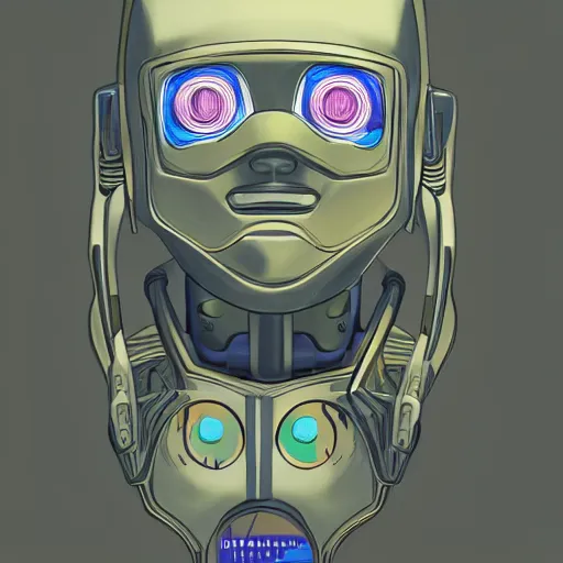 Image similar to A portrait of a robot by Moebius, trending on Artstation