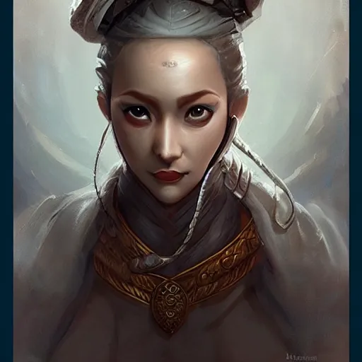 Image similar to Trying new style. I wanted to design fun character based on historical figure. Modun Shanyu by Bastien Lecouffe-Deharme, trending on artstation