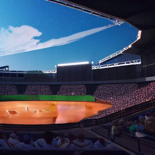 Prompt: disney pixar render of an aberration in the fabric of reality above a little league baseball game, tearing reality apart, everyone looks up at the sky, cinematic lighting, octane render 8 k