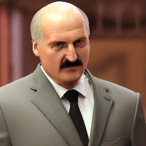 Image similar to Alexander Lukashenko wearing a suit and tie in Balmora in Elder Scrolls III: Morrowind, outdated 2002 Morrowind graphics, low definition, lowpoly