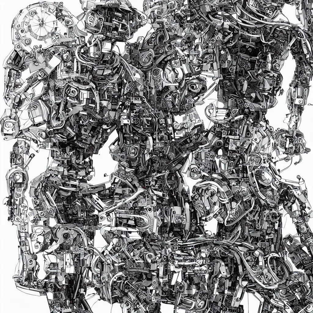 Image similar to a human and an robot working together to make art, in an illustration featured on deviantart,