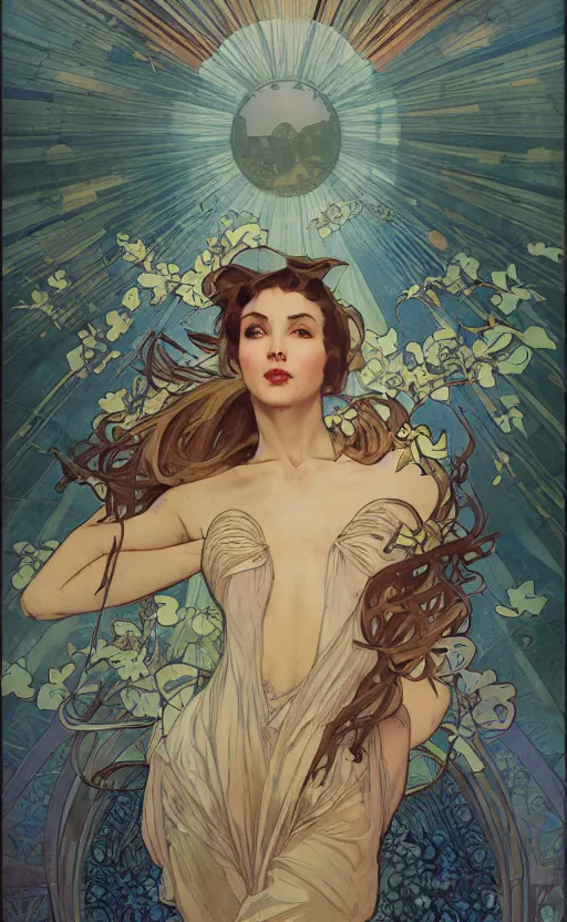 Prompt: paperback book cover by artgerm and greg rutkowski and alphonse mucha and wlop. 1 9 5 0 s. pure colors, melting clouds, accurately drawn details, a sunburst above a receding road with the light reflected in furrows and ruts, after rain. photorealistic. octane render. cinematic. trending on artstation. textless.