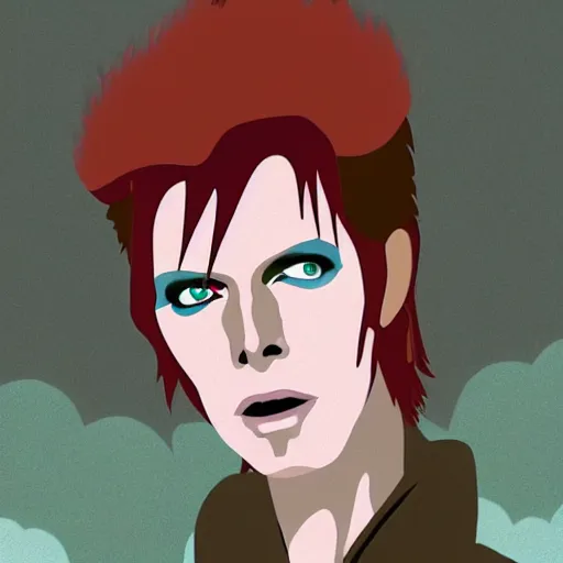 Image similar to david bowie in the forest made by studio ghibli, spirit, night, high details, high quality, 8 k, smooth,