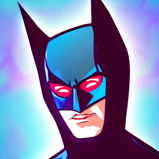 Image similar to vector batman in hoodie, portrait, vaporwave, synthwave, neon, vector graphics, cinematic, volumetric lighting, f 8 aperture, cinematic eastman 5 3 8 4 film