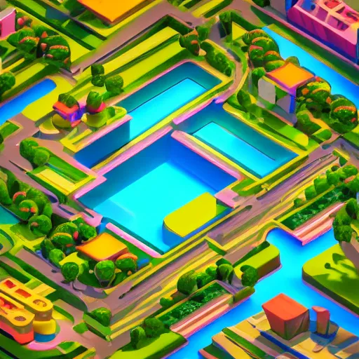 Image similar to isometric island land on neon background, isometric invironment, 3d art, isometric art, high detail, artstation, concept art, behance, ray tracing, smooth, sharp focus, ethereal lighting