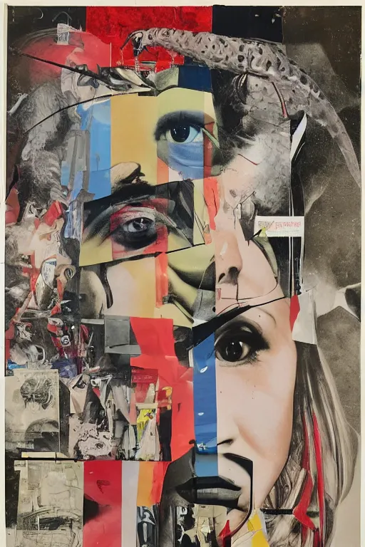 Prompt: youre from your father worm. symmetrical anatomy, pop art, torn magazine, without duplication, art by richard hamilton and mimmo rotella.