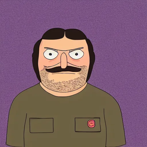 Prompt: Bob Belcher reimagined by Stanley Kubrick