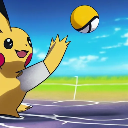 Image similar to a pokemon playing volleyball, hd, 4 k