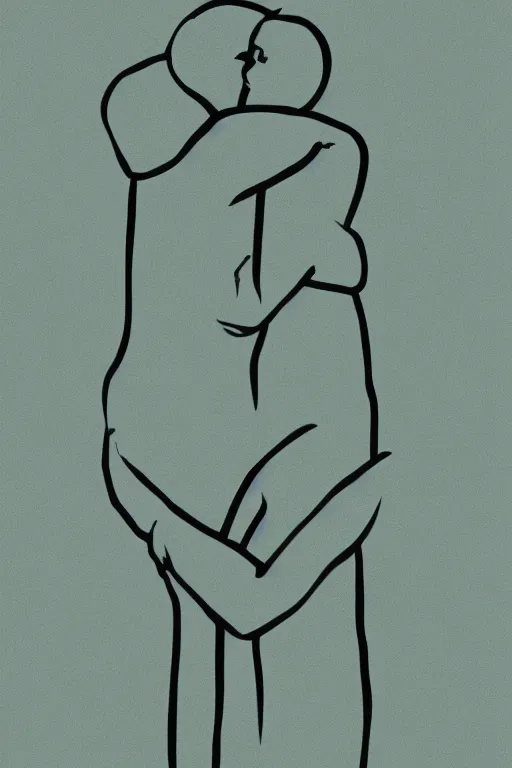 Prompt: graphic art of a single line depicting a hug