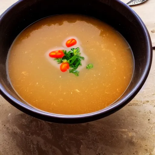 Image similar to extremly hot bowl of soup daring you to eat it