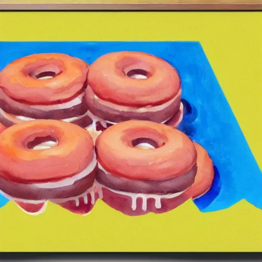 Image similar to retro, hd illustration of krispy kreme doughnuts, inspired by watercolor masterpieces, matisse, malevich, david hockney, keith haring, colorful, happy, trending on artstation, 4 k