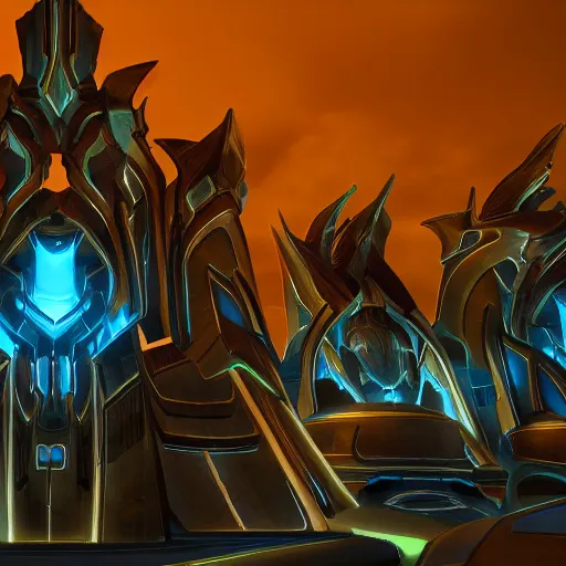 Image similar to protoss structure city, cinematic dramatic lighting, beautiful