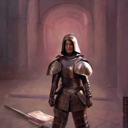 Image similar to painting of a female knight being taken as a prisoner of war, full view, popular on artstation, artstationhd, artstationhq 8 k, volumetric lighting, super focused, no blur, trending on artstation, artstationhd, artstationhq, ultra detailed, by artgerm and james gurney, greg rutkowski,