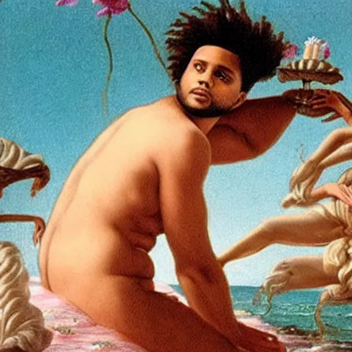 Prompt: the weeknd in the birth of venus