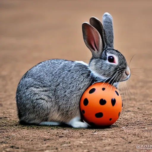 Image similar to rabbit looks like a ball, cartoon style