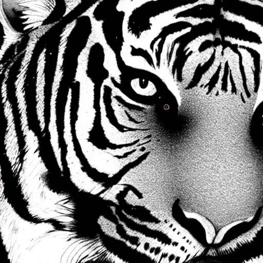 Image similar to a tiger head, junji ito,